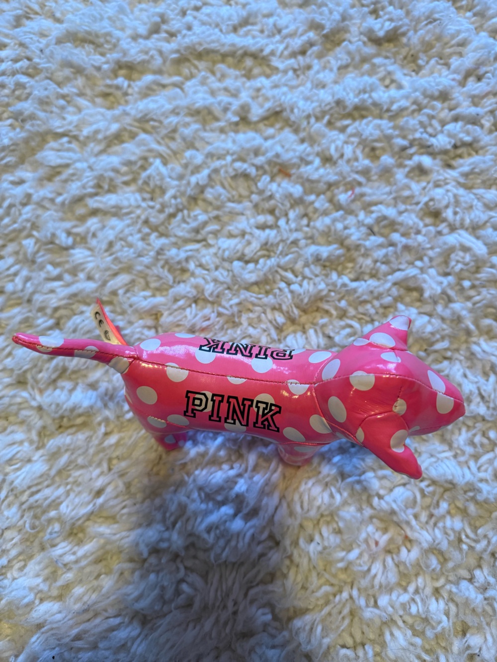 PINK Vintage Victoria's Secret Hot Pink Polka Dot Dog Toy - Picture 2 of 3
